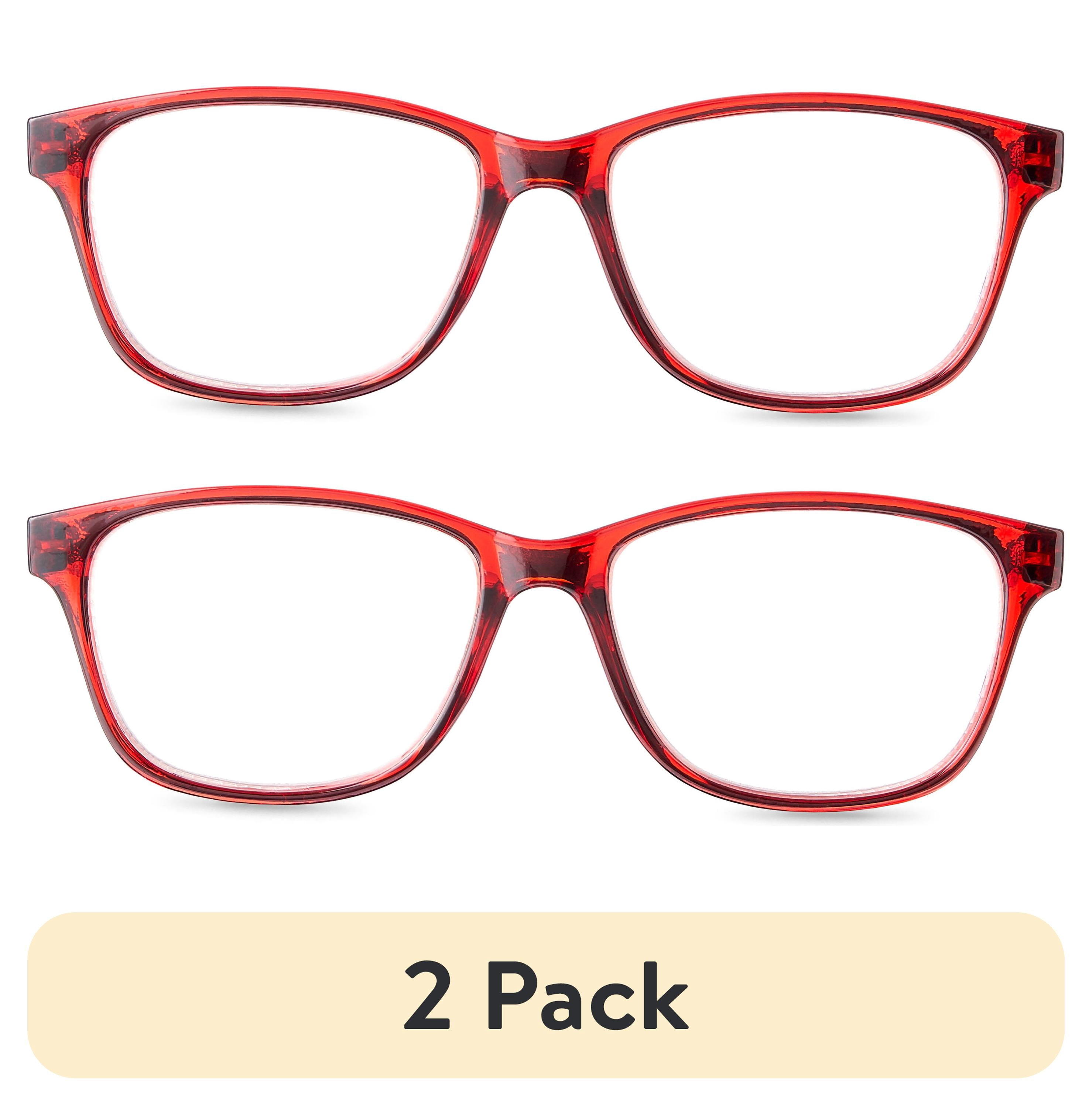 (2 pack) Equate Women's Flora Reading Glasses with Case, Red, +1.50