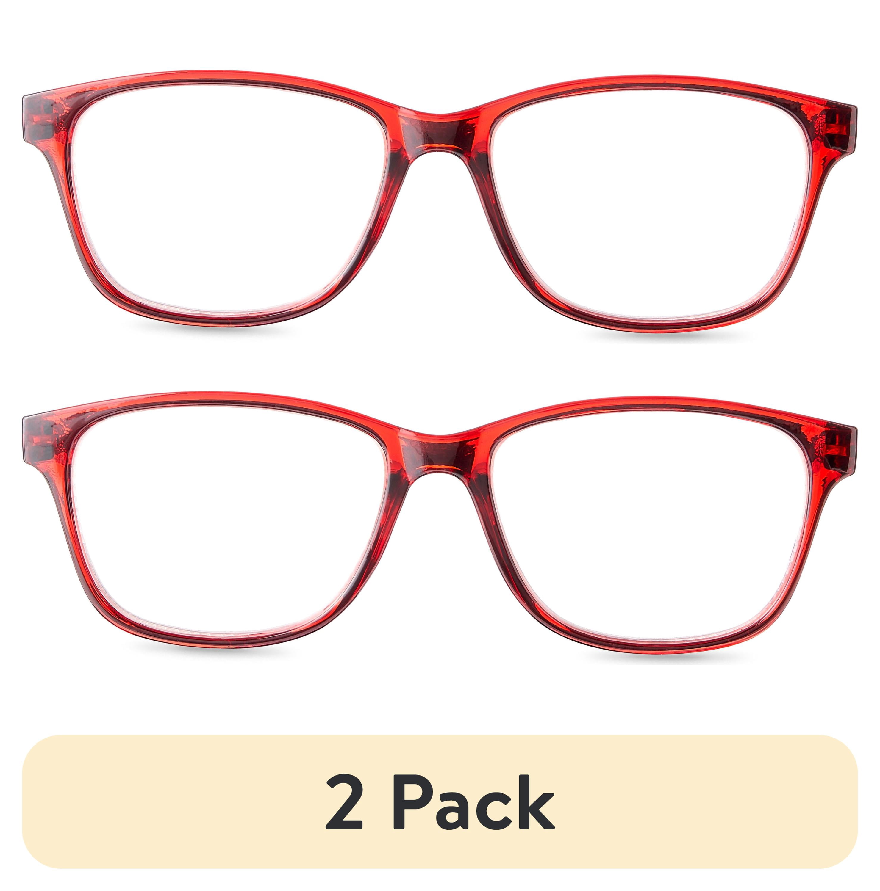 (2 pack) Equate Women's Flora Reading Glasses with Case, Red, +1.75