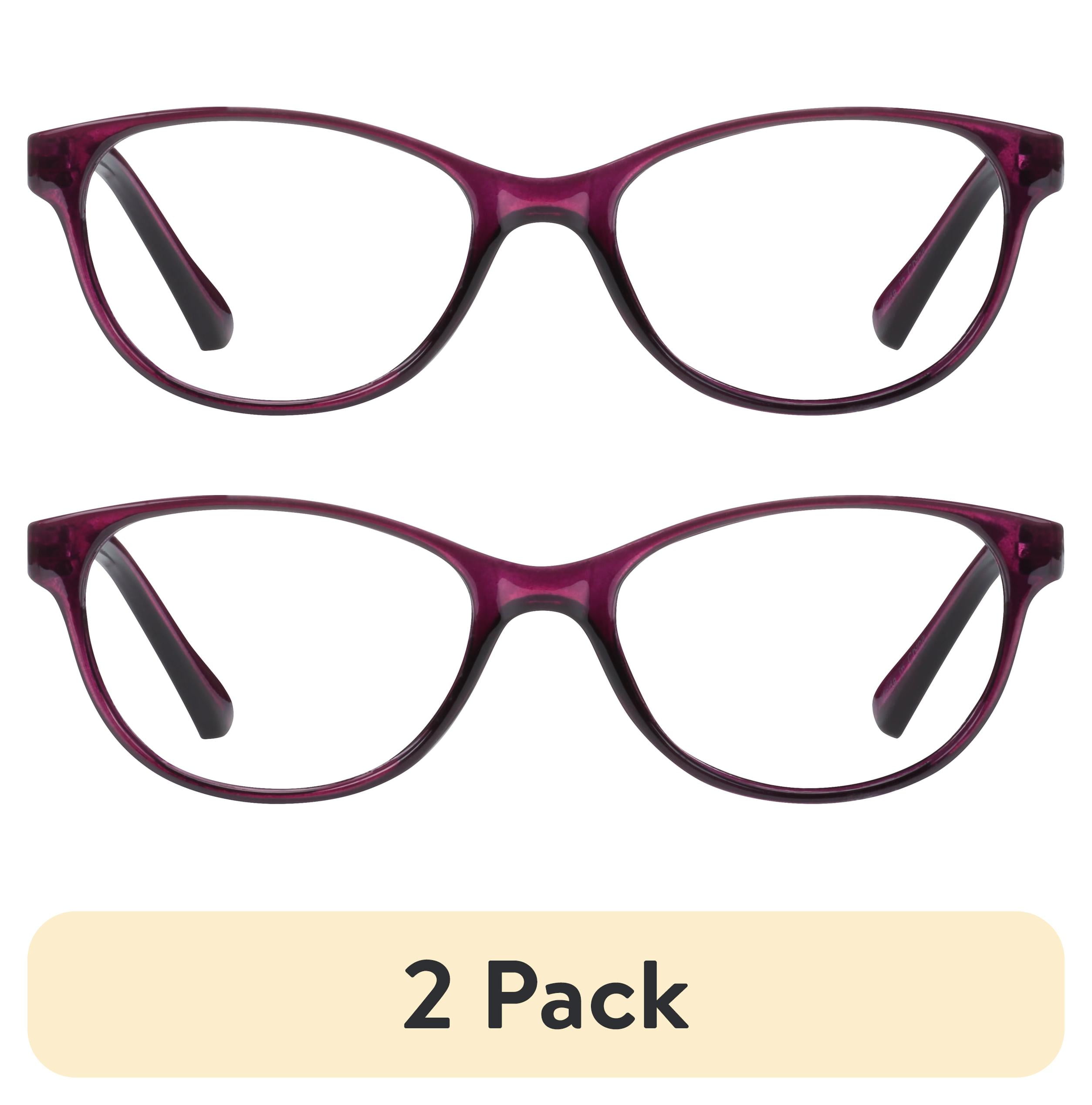 (2 pack) Equate Women's Heather Oval Reading Glasses with Case, Purple +1.00