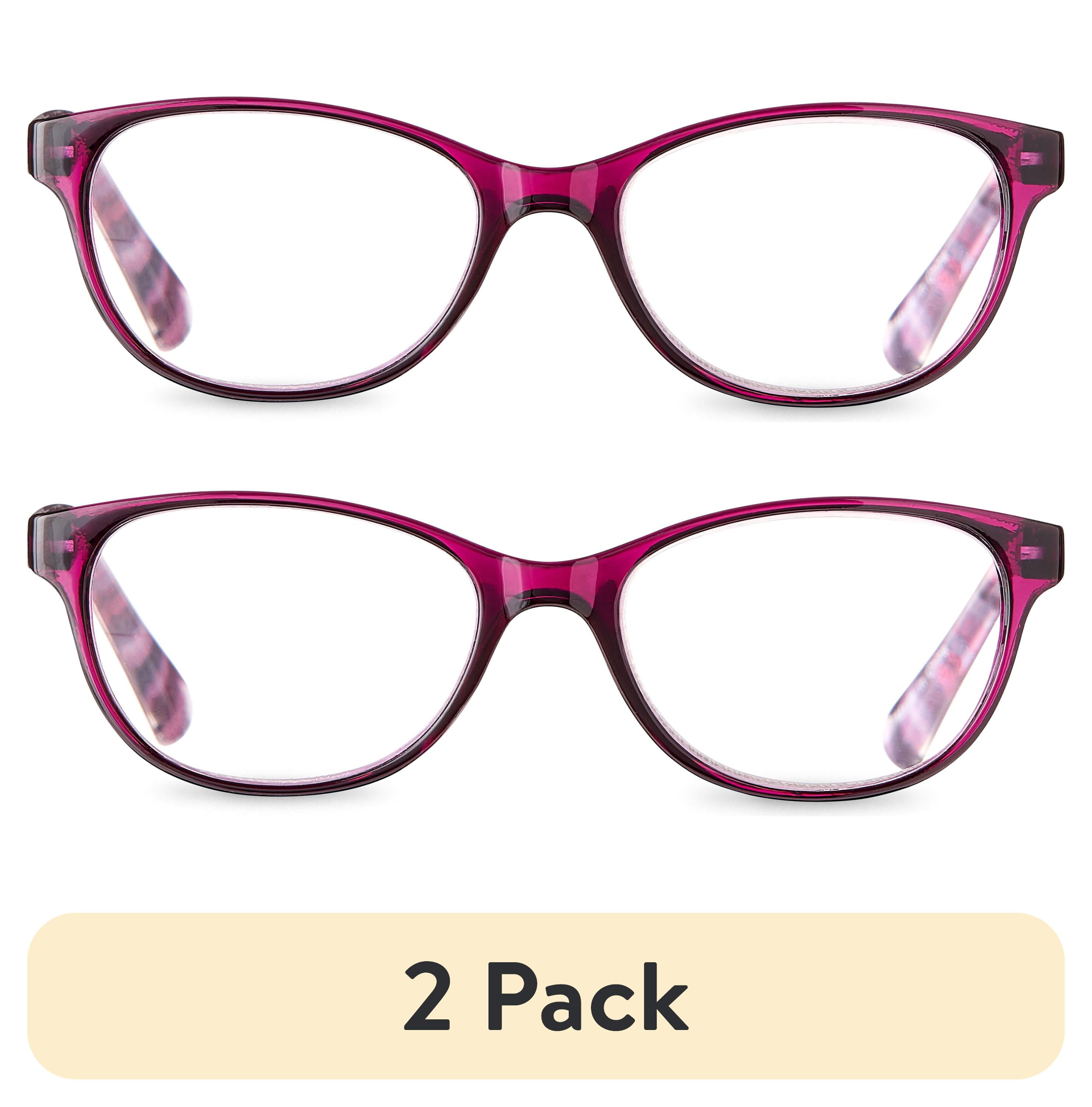 (2 pack) Equate Women's Heather Oval Reading Glasses with Case, Purple, +1.50