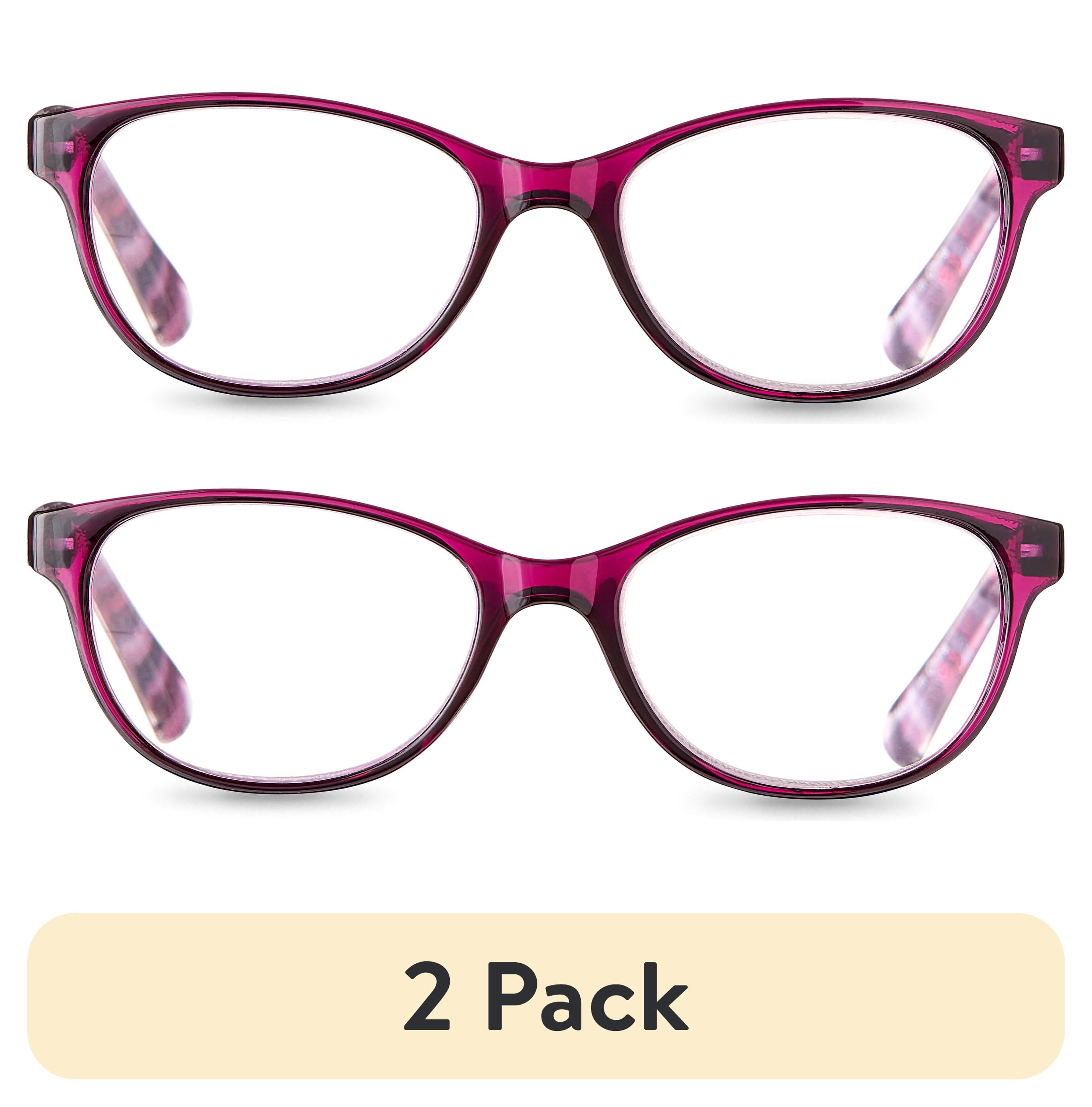 (2 pack) Equate Women's Heather Oval Reading Glasses with Case, Purple, +1.75