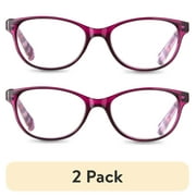 2 pack Equate Womens Heather Oval Reading Glasses with Case, Purple, +2.50