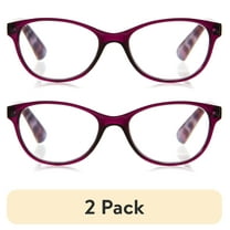 (2 pack) Equate Women's Heather Oval Reading Glasses with Case, Purple,  3.25