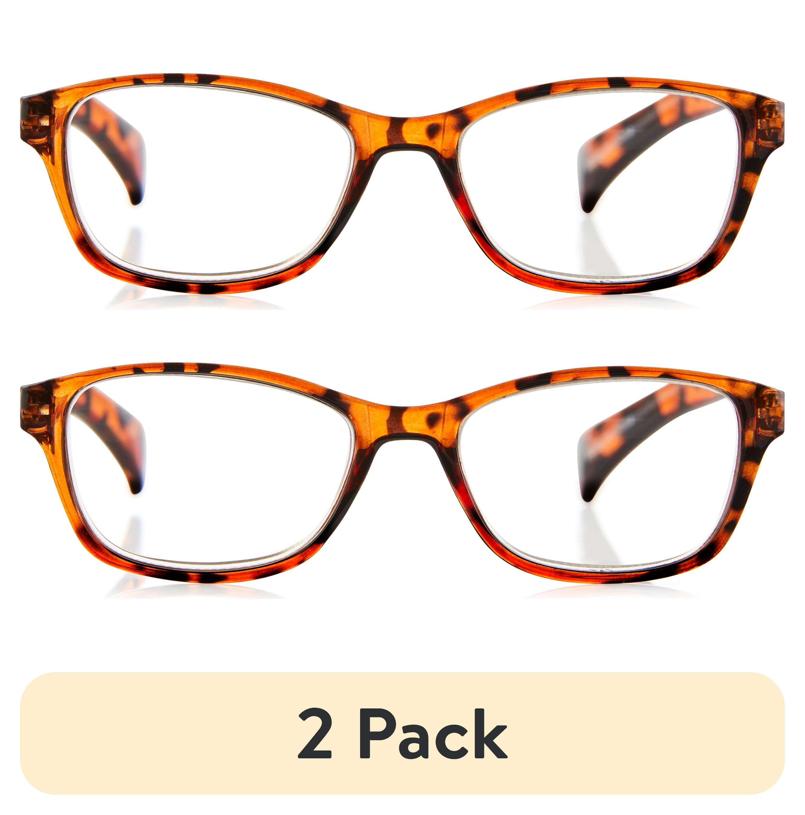 (2 pack) Equate Women's Iris Square Reading Glasses with Case, Tortoise, +3.25