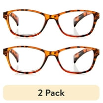 (2 pack) Equate Women's Iris Square Reading Glasses with Case, Tortoise Shell,  3.25