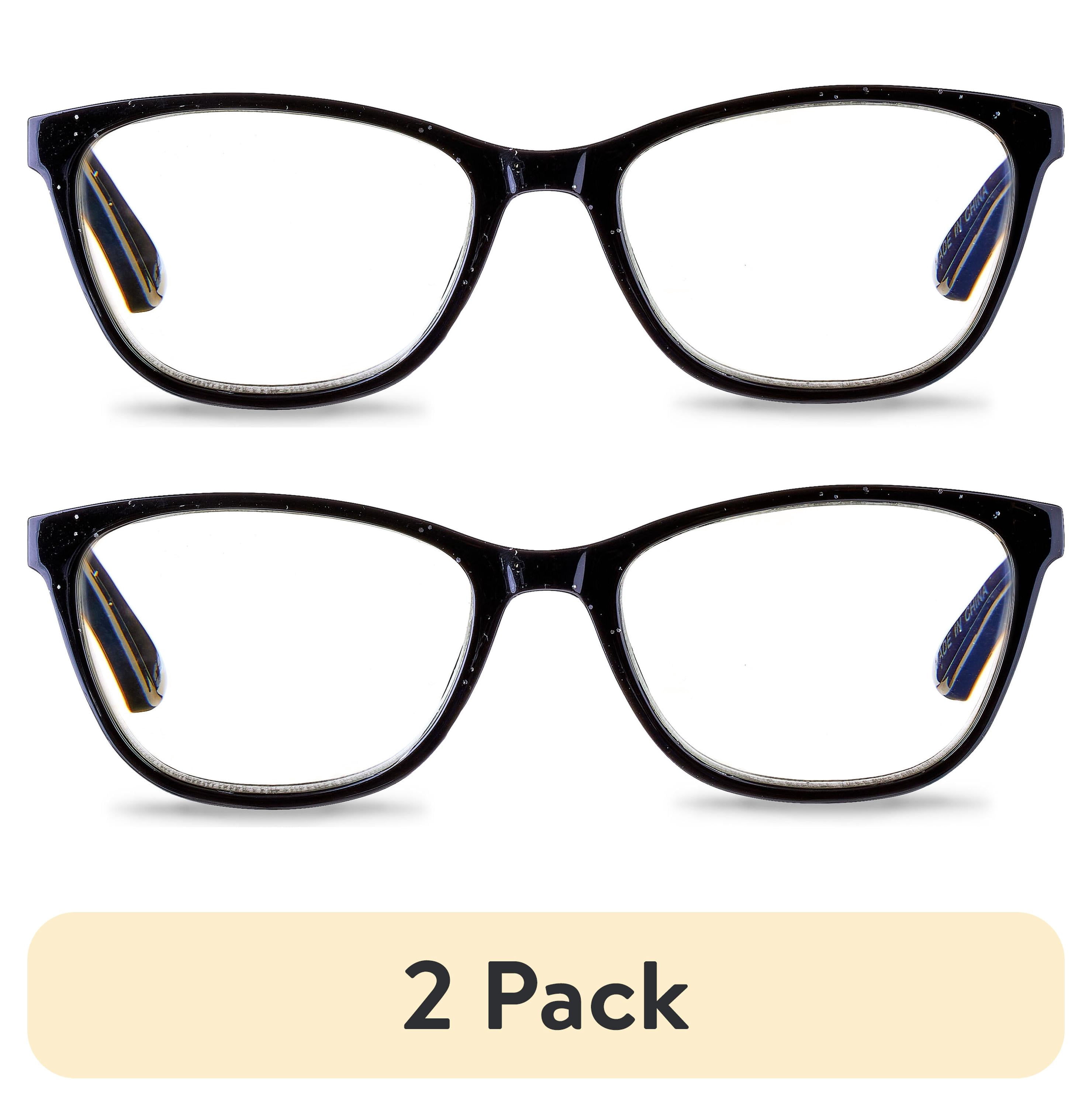 (2 pack) Equate Women's Kaia Bluelight Cateye Reading Glasses with Case, Black Speckled, +2.50