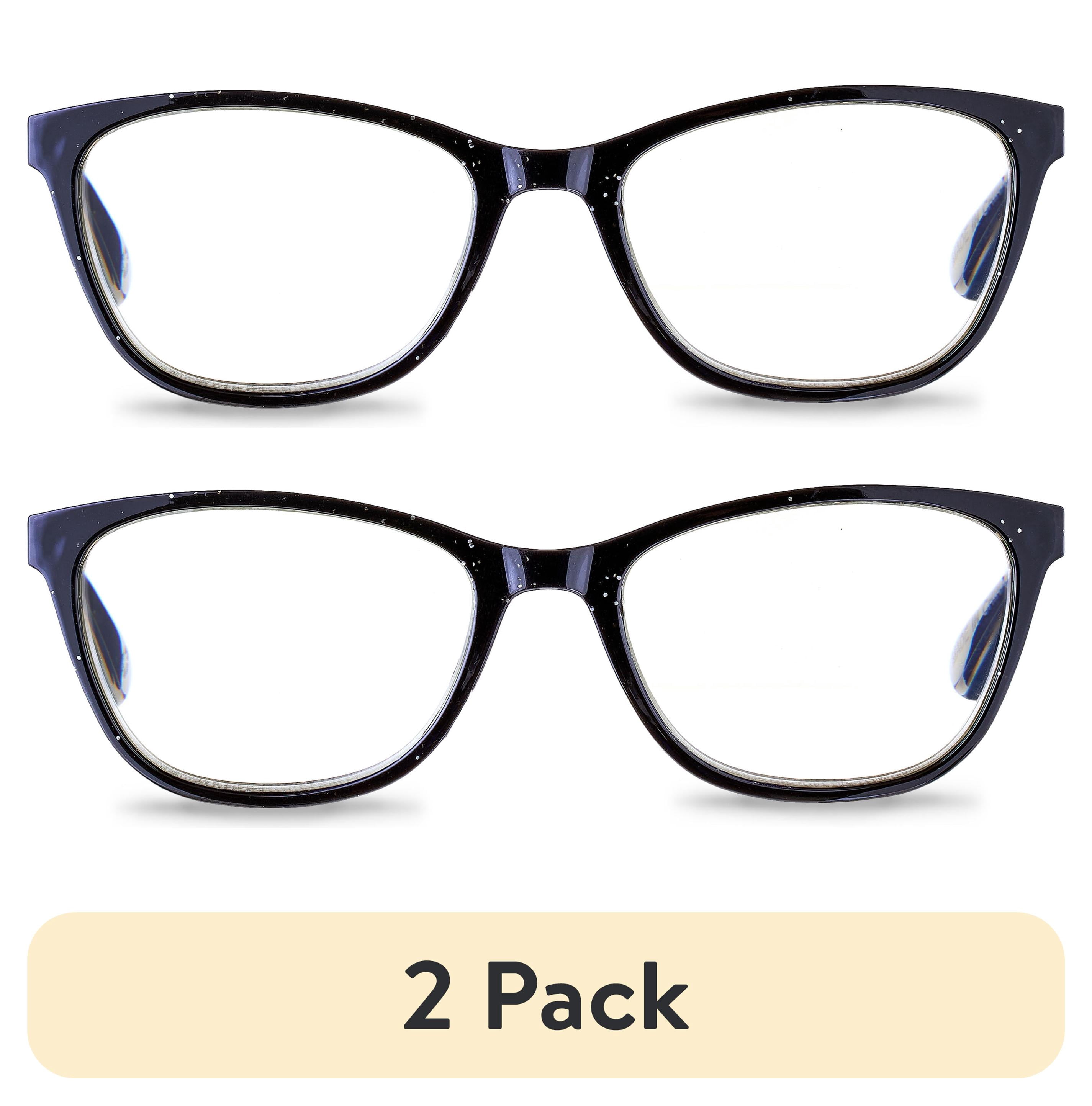 (2 pack) Equate Women's Kaia Bluelight Cateye Reading Glasses with Case, Black Speckled, +3.00