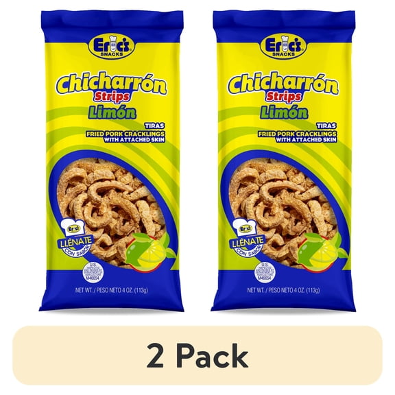 (2 pack) Erics Chicharron Limon Flavored Pork Rinds in 4oz Bag