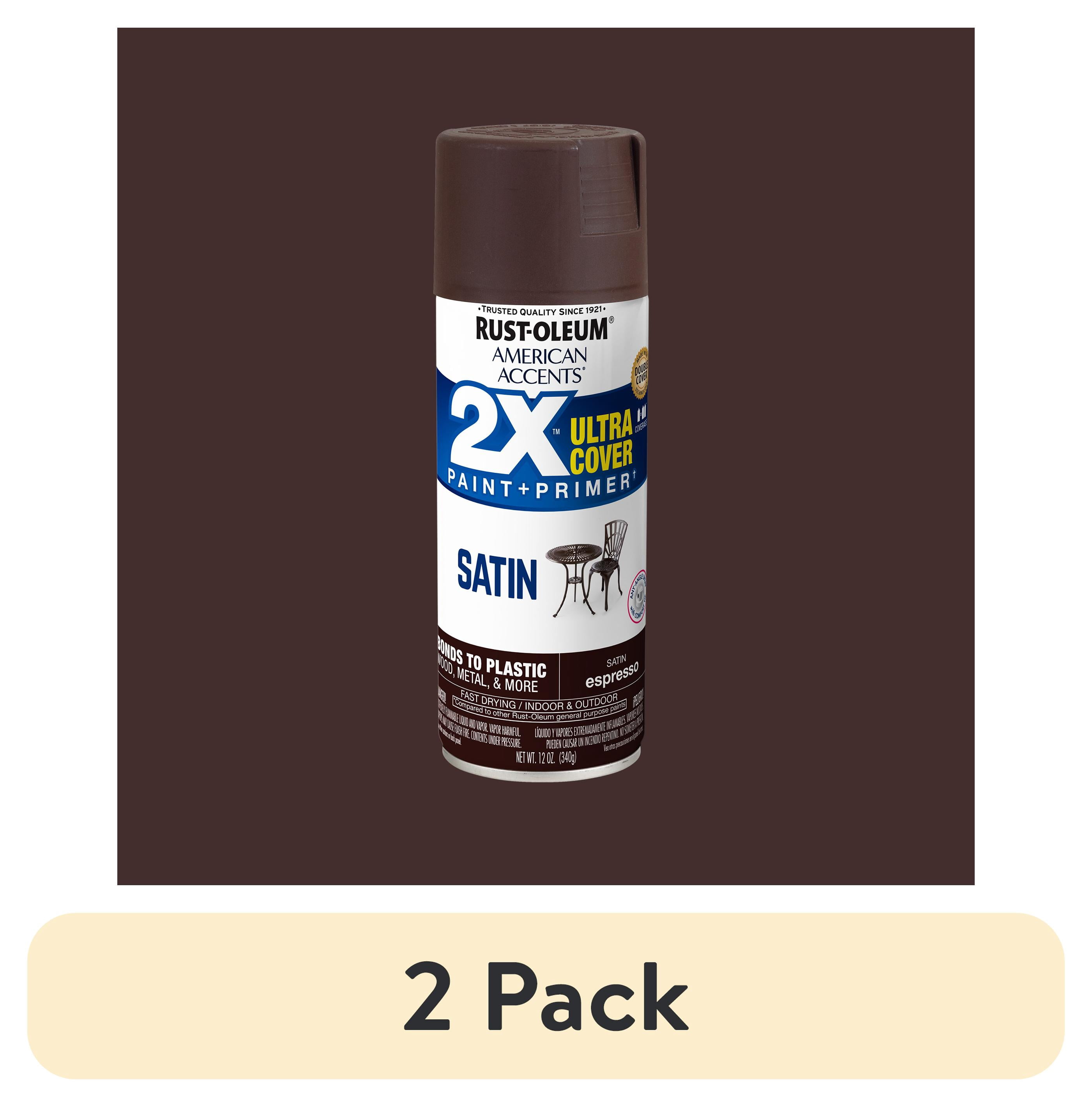(2 pack) Espresso, Rust-Oleum American Accents 2X Ultra Cover Satin Spray Paint-327919, 12 oz
