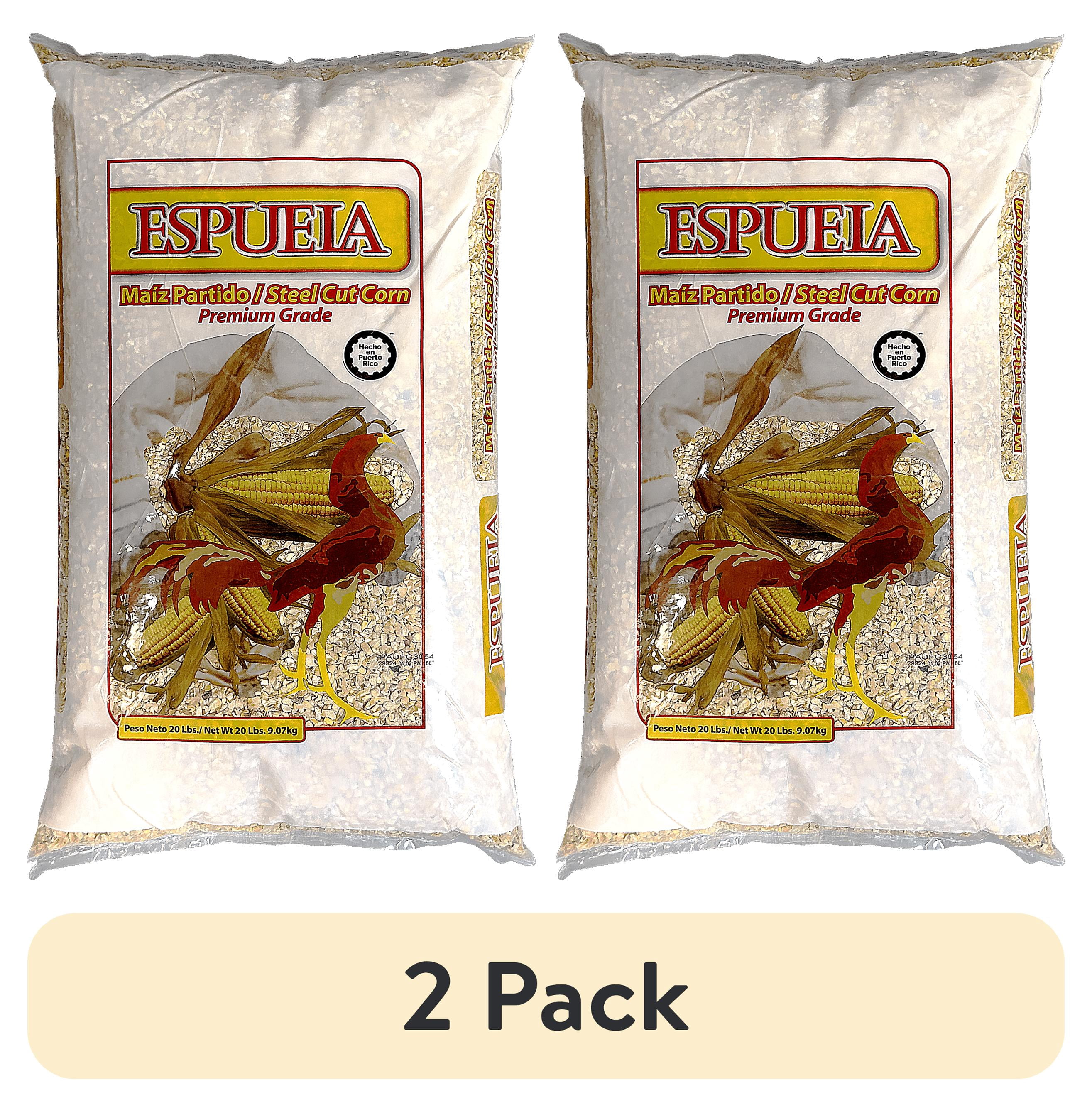 (2 pack) "Espuela" Steel Cut Corn for Birds, Premium Grade, Live Bird Feed, 20 Pounds Bag