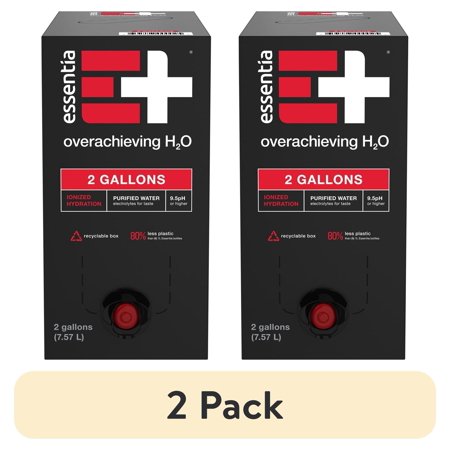(2 pack) Essentia Water, 2 Gallon Box, Ionized Alkali 2 gallon
