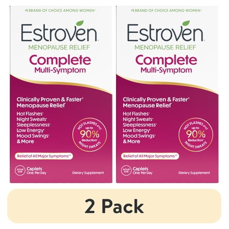 (2 pack) Estroven Menopause Relief Complete Multi-Symptom Daily Supplement, Support for Hot Flashes & Night Sweats, 60 Count