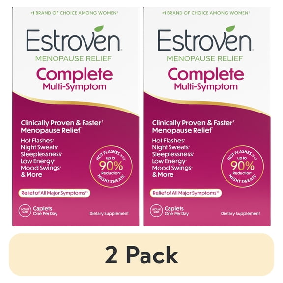 (2 pack) Estroven Menopause Relief Complete Multi-Symptom Daily Supplement, Support for Hot Flashes & Night Sweats, 60 Count