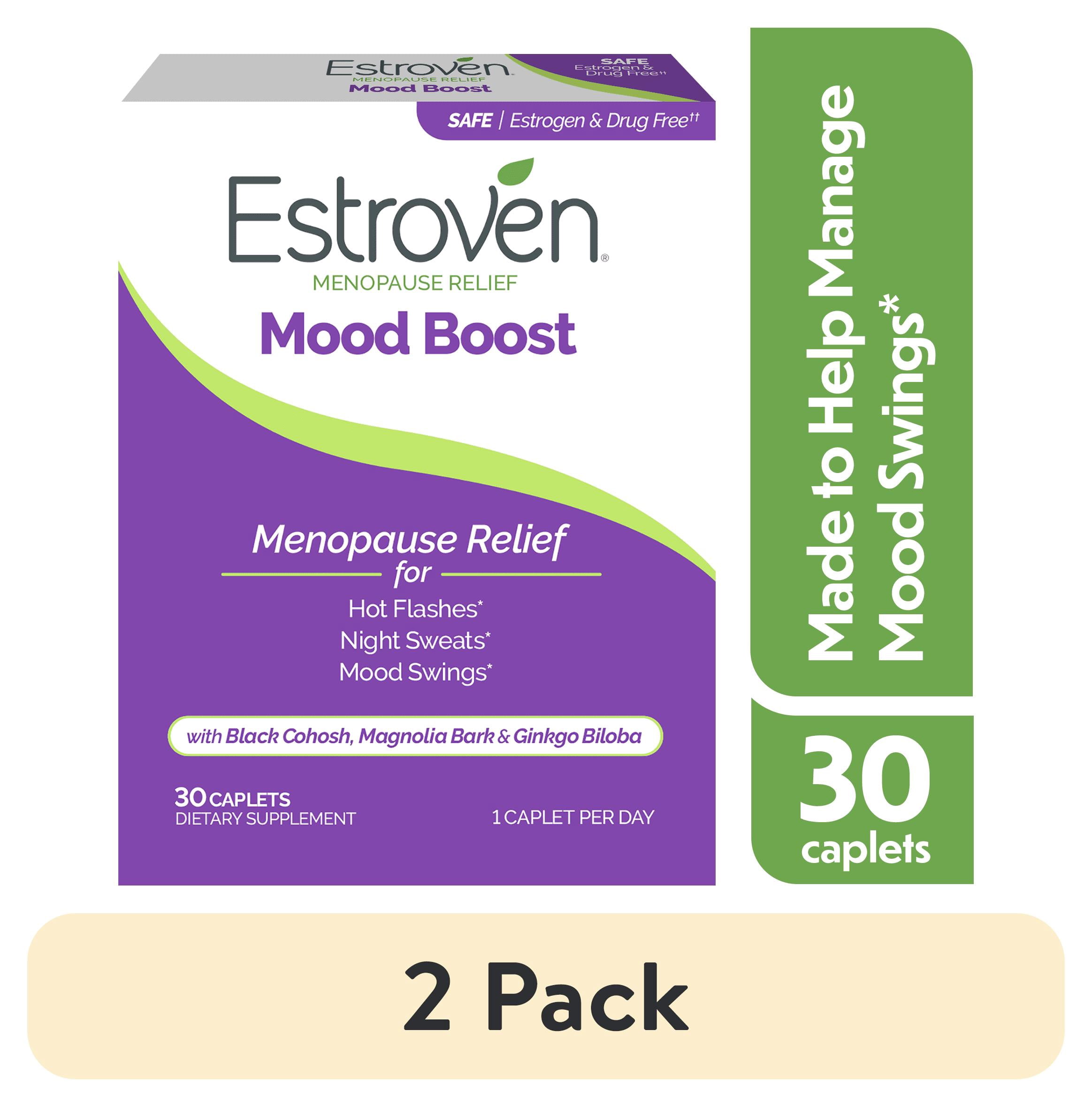 (2 pack) Estroven Menopause Relief Mood Boost Daily Supplement, Support for Mood Swings, Hot Flashes, & Night Sweats, 30 Count