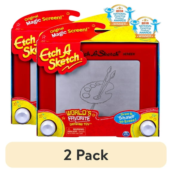 (2 pack) Etch A Sketch, Classic Red Drawing Toy with Magic Screen, for Ages 3 and Up