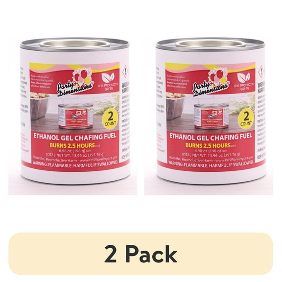 (2 pack) 2 Count Ethanol Gel Chafing Fuel–2.5 Hr Burn Time–Food Warmer Fuel for Buffet Sets, Catering Dishes, Camping & Outdoor Cooking-Party Dimensions Brand