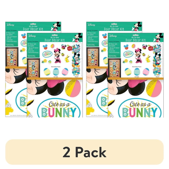 (2 pack) Eureka Mickey Mouse Easter All-In-One Door Decor Kit, 34 Pieces Per Set, 2 Sets