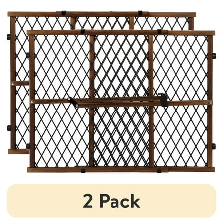 (2 pack) Evenflo Position & Lock Adjustable Wood Baby Gate, Fits Openings 26 - 42 in. Wide