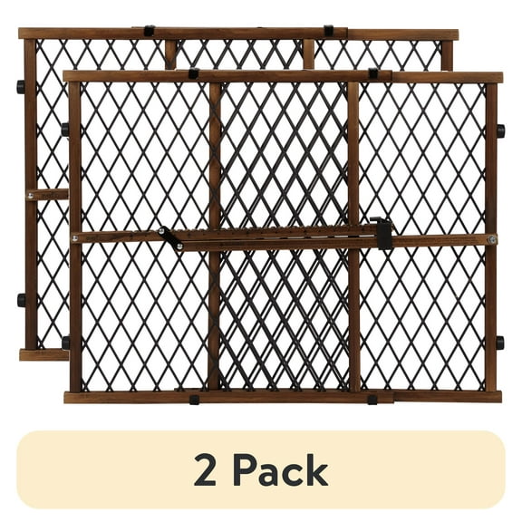 (2 pack) Evenflo Position & Lock Adjustable Wood Baby Gate, Fits Openings 26 - 42 in. Wide