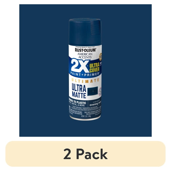 (2 pack) Evening Navy, Rust-Oleum American Accents 2X Ultra Cover Ultra Matte Spray Paint-328393, 12 oz