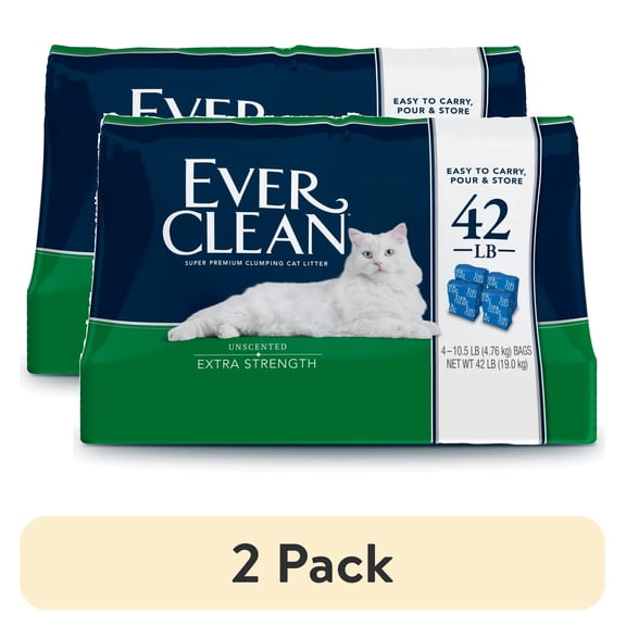(2 pack) Ever Clean Extra Strength Clumping Cat Litter, Unscented, 42 Pounds