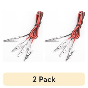 (2 pack) EverStart, 30-Inch Test Lead Black & Red, 4 Alligator Clips, 2 Electrical Wires, 22AWG