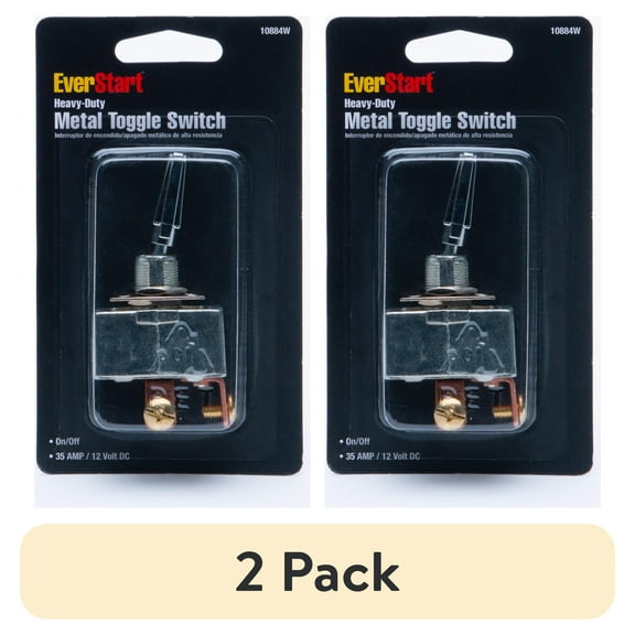 (2 pack) EverStart 10884W Heavy Duty Universal Metal Toggle Switch 35 Amp, Silver