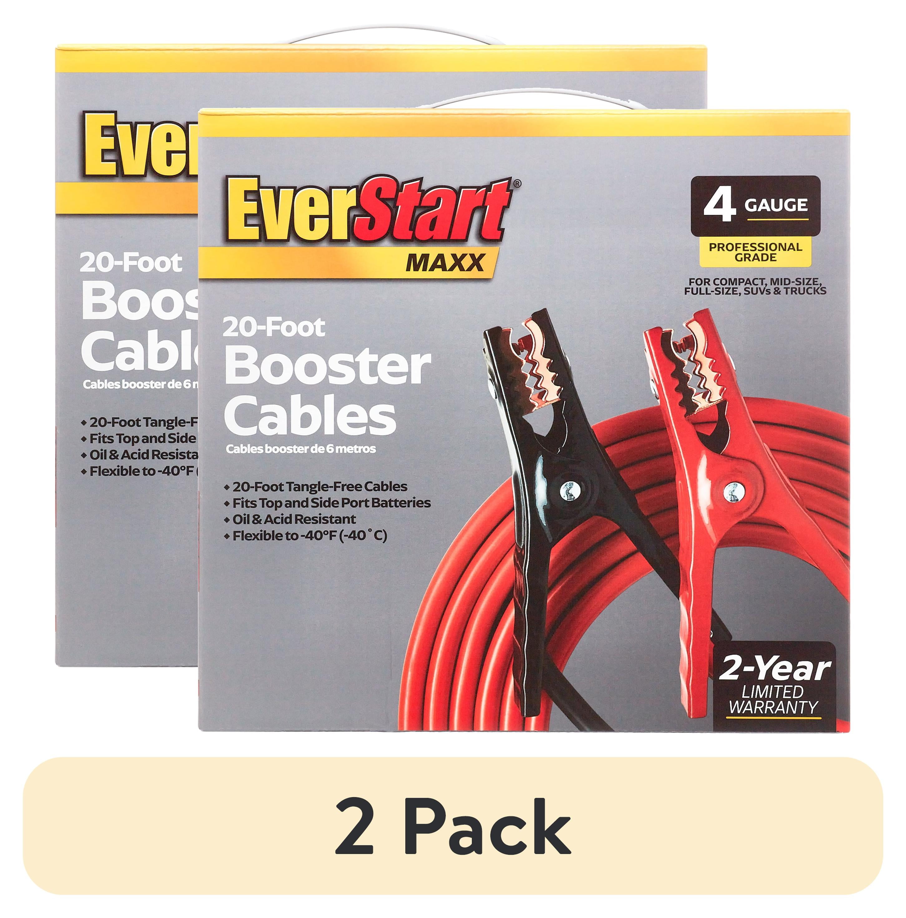 (2 pack) EverStart 20-Foot 4-Gauge Automotive Booster Jumper Cables