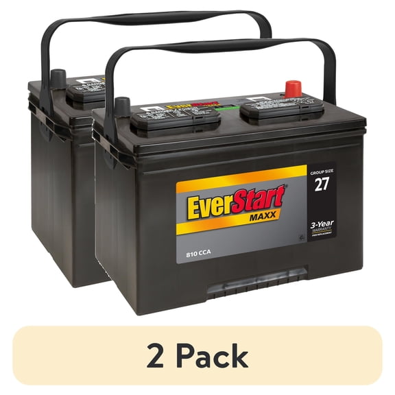 (2 pack) (2 pack) EverStart Maxx Lead Acid Automotive Battery Group Size 27 12V 810 Cold Cranking Amps 140 Min Reserve Capacity