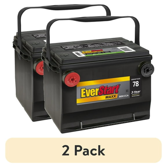 (2 pack) EverStart Maxx Lead Acid Automotive Battery, Group Size 78 12 Volt, minimum 600 CCA