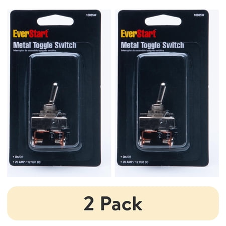 (2 pack) EverStart Plus 10885W Universal Metal Toggle Switch 20 Amp 12 Volt DC