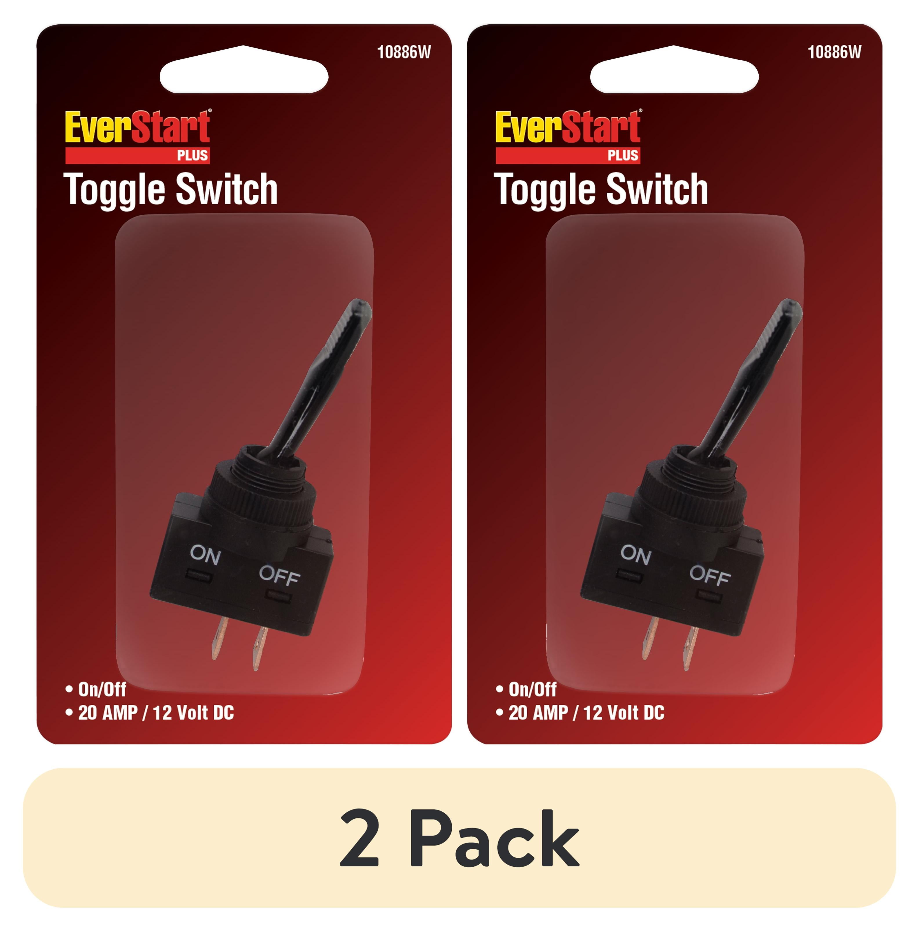 (2 pack) EverStart Plus 10886W Universal Plastic Toggle Switch 20 Amp, Black