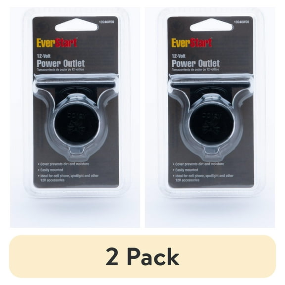 (2 pack) EverStart Plus Auto Auxiliary Dual 12 Volt Power Outlet, Black