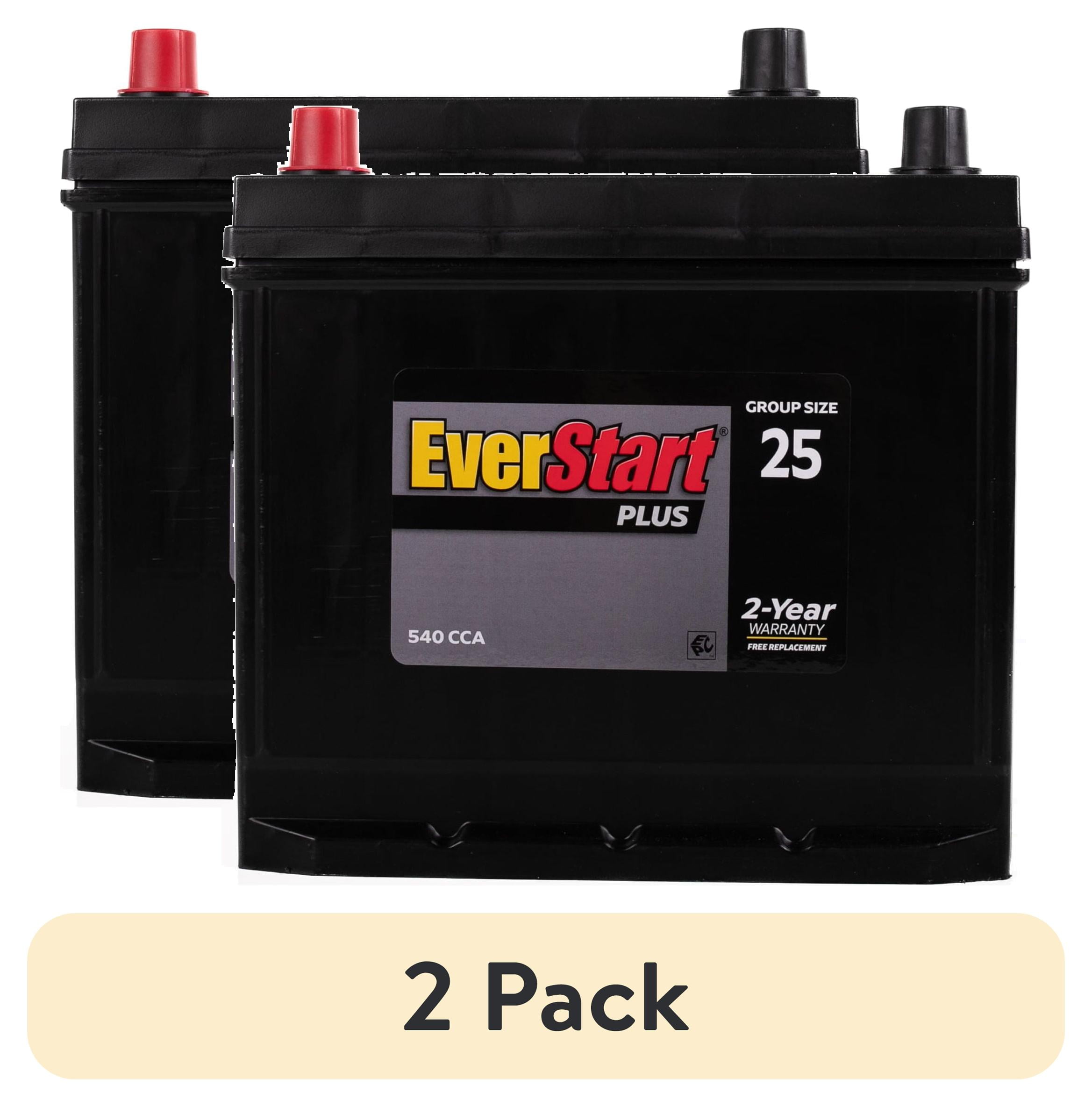 (2 pack) EverStart Plus Lead Acid Automotive Battery, Group Size 25 - 12 Volt 550 CCA 110 RC