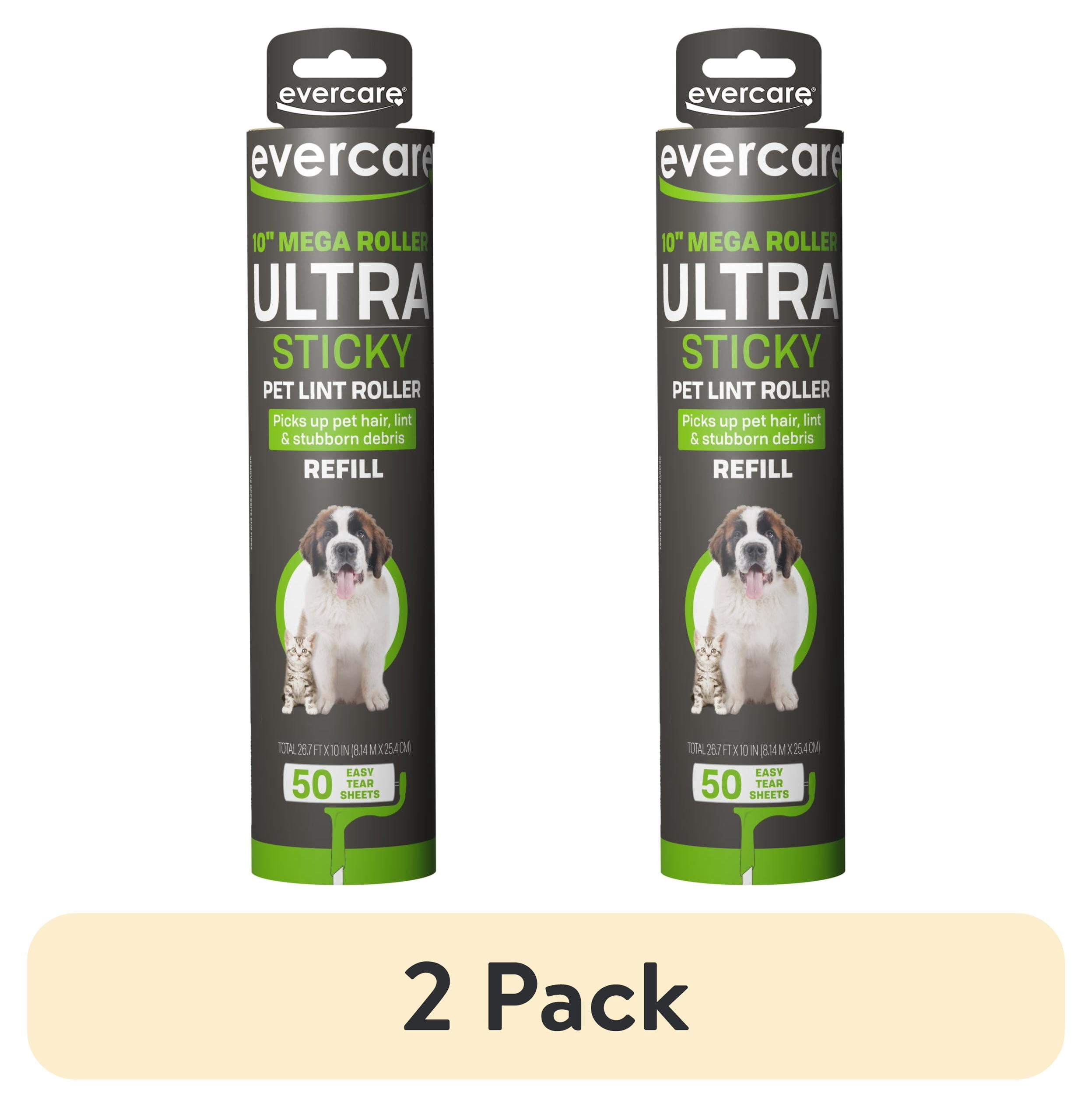 (2 pack) Evercare Mega Handheld Lint Roller Refill – 50 Sheets per Roll, 10" Wide Sheets, Extra Sticky, Compatible with Mega Roller