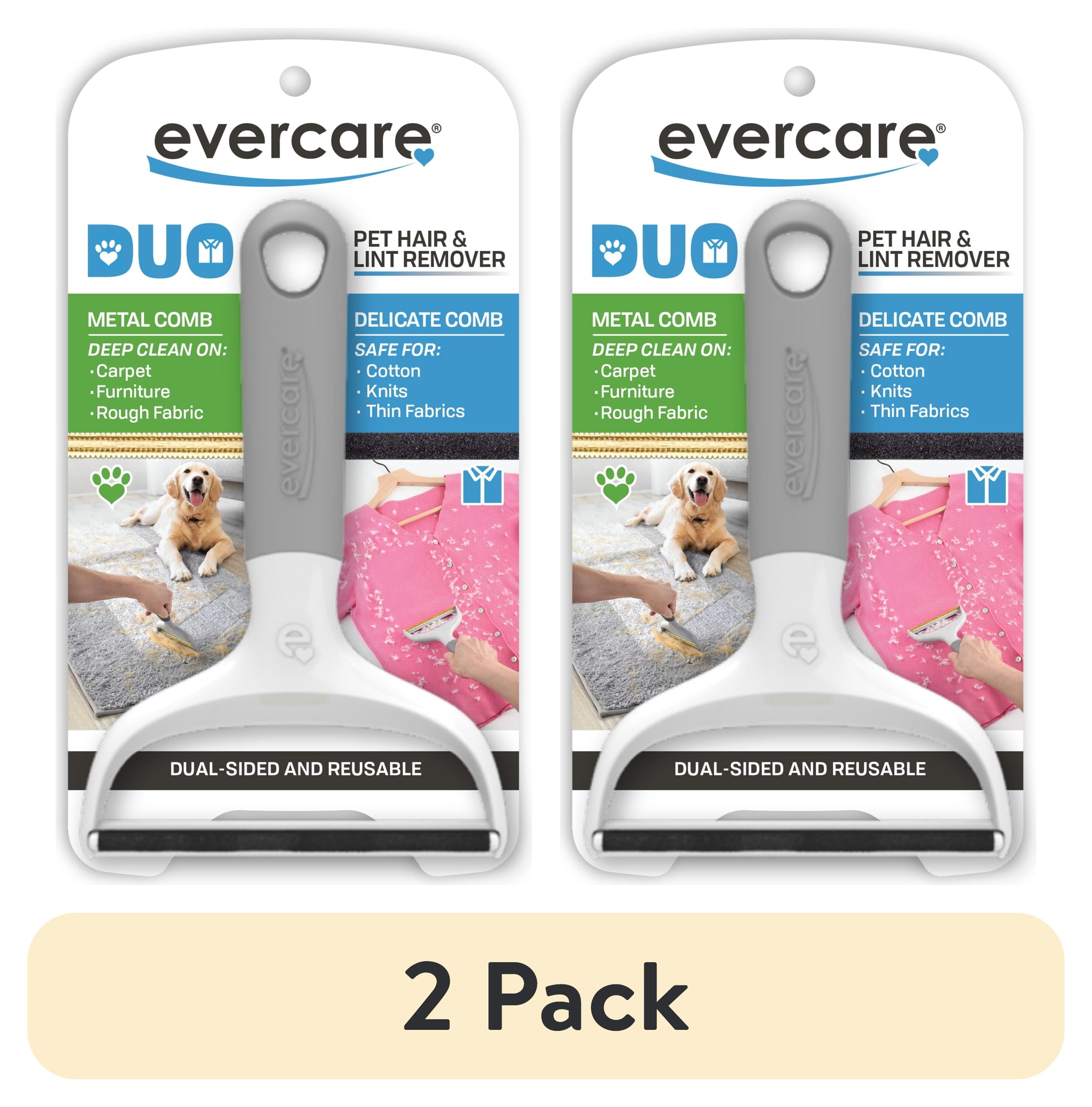 (2 pack) Evercare Reusable Duo Pet Hair and Lint Remover Tool – Resuable, Dual‑Sided Lint & Fur Removal, Furniture, Carpet, Clothing, Car