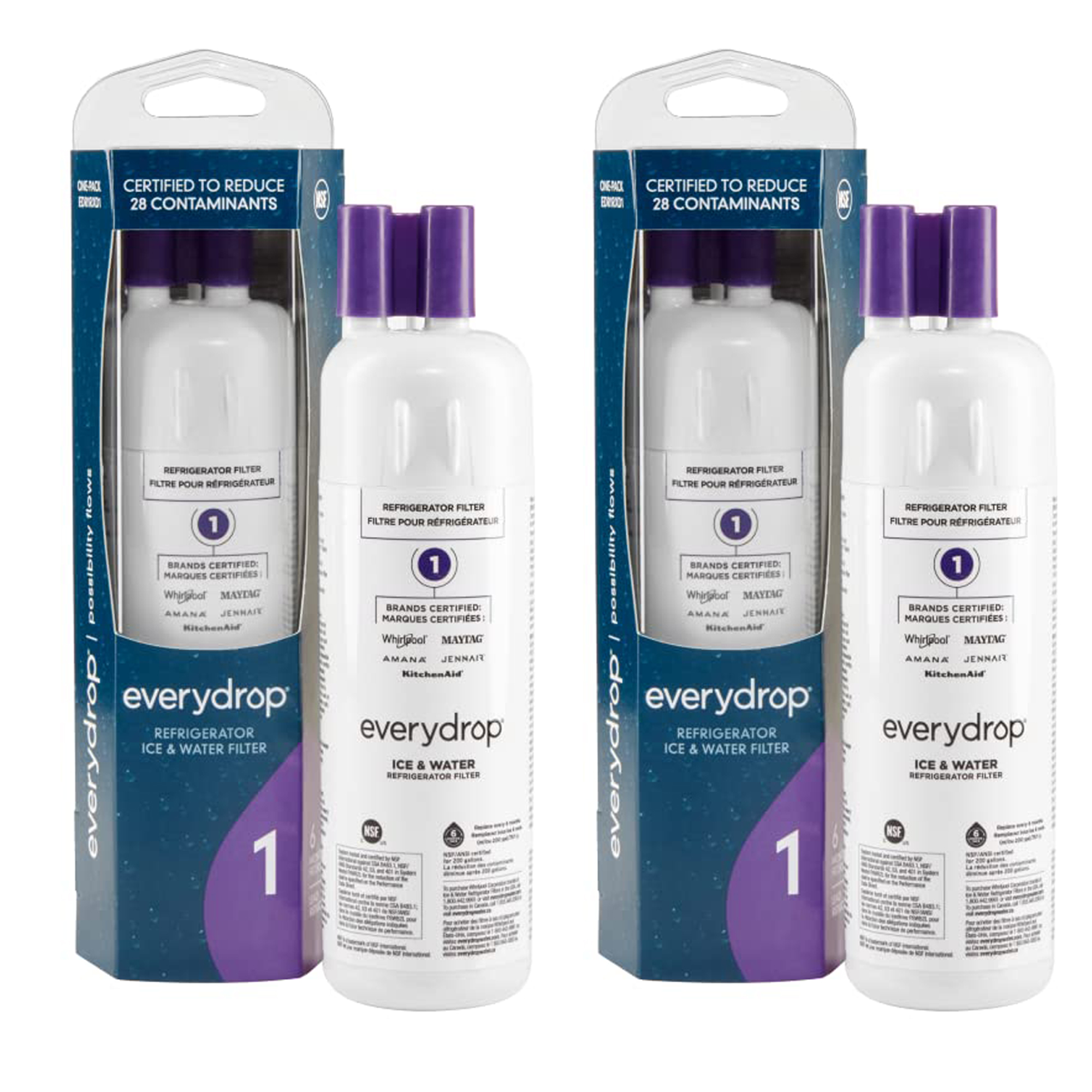 (2 pack) Everydrop by Whirlpool Ice and Water Refrigerator Filter 1