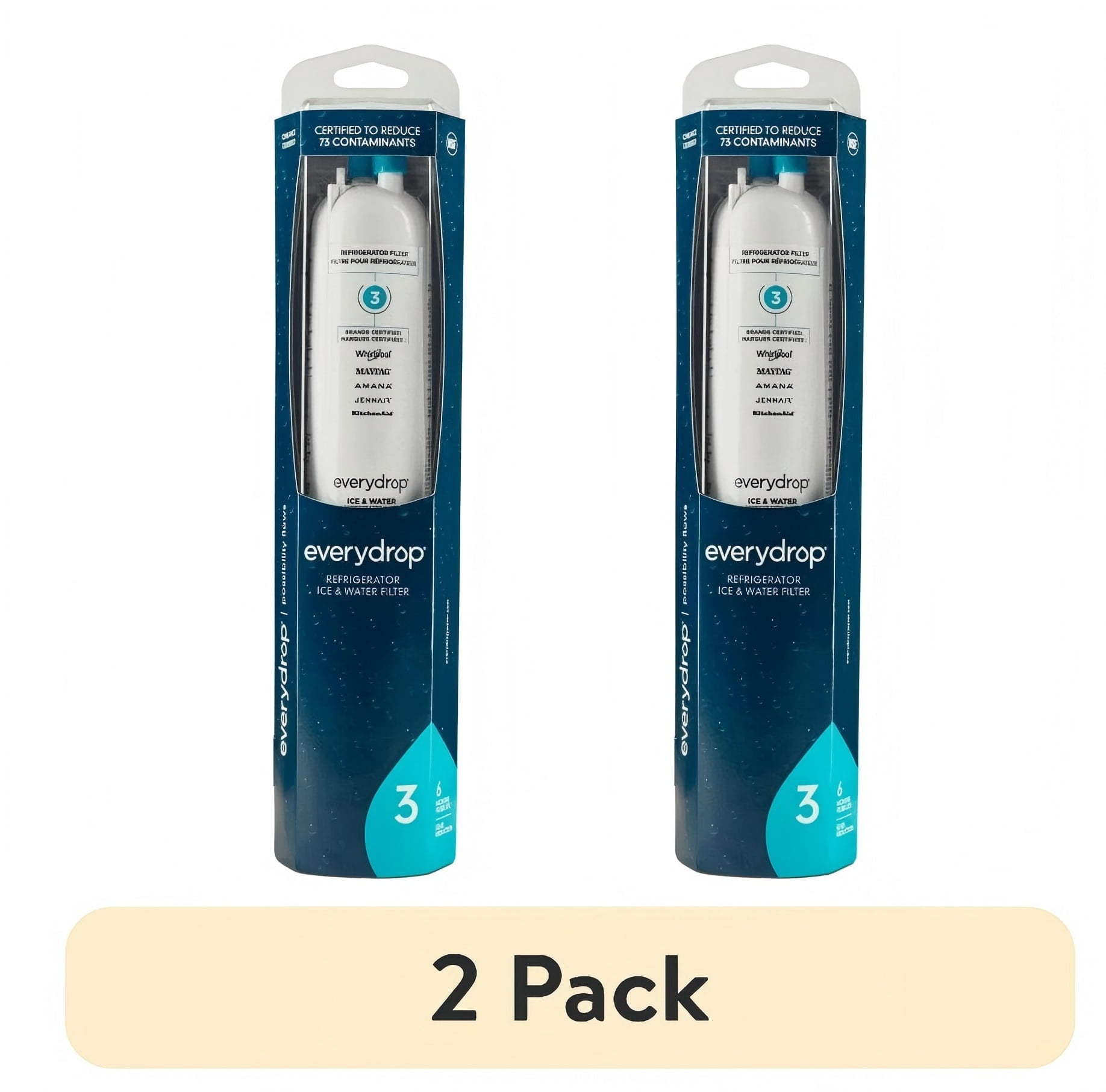 (2 pack) Whirlpool EveryDrop Refrigerator Replacement Filter For Whirlpool Filter 3