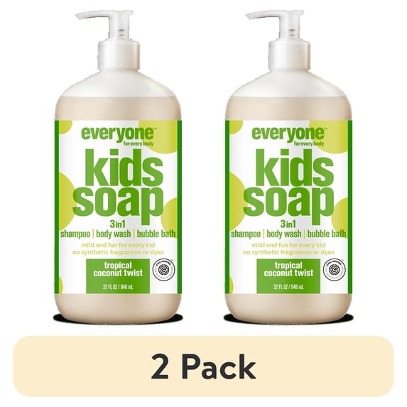 (2 pack) Everyone 3-in-1 Soap for Kids Tropical Coconut Twist 32 oz