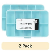 2 pack Everything Mary 10 Compartment Plastic Bead Storage Box, Teal Single
