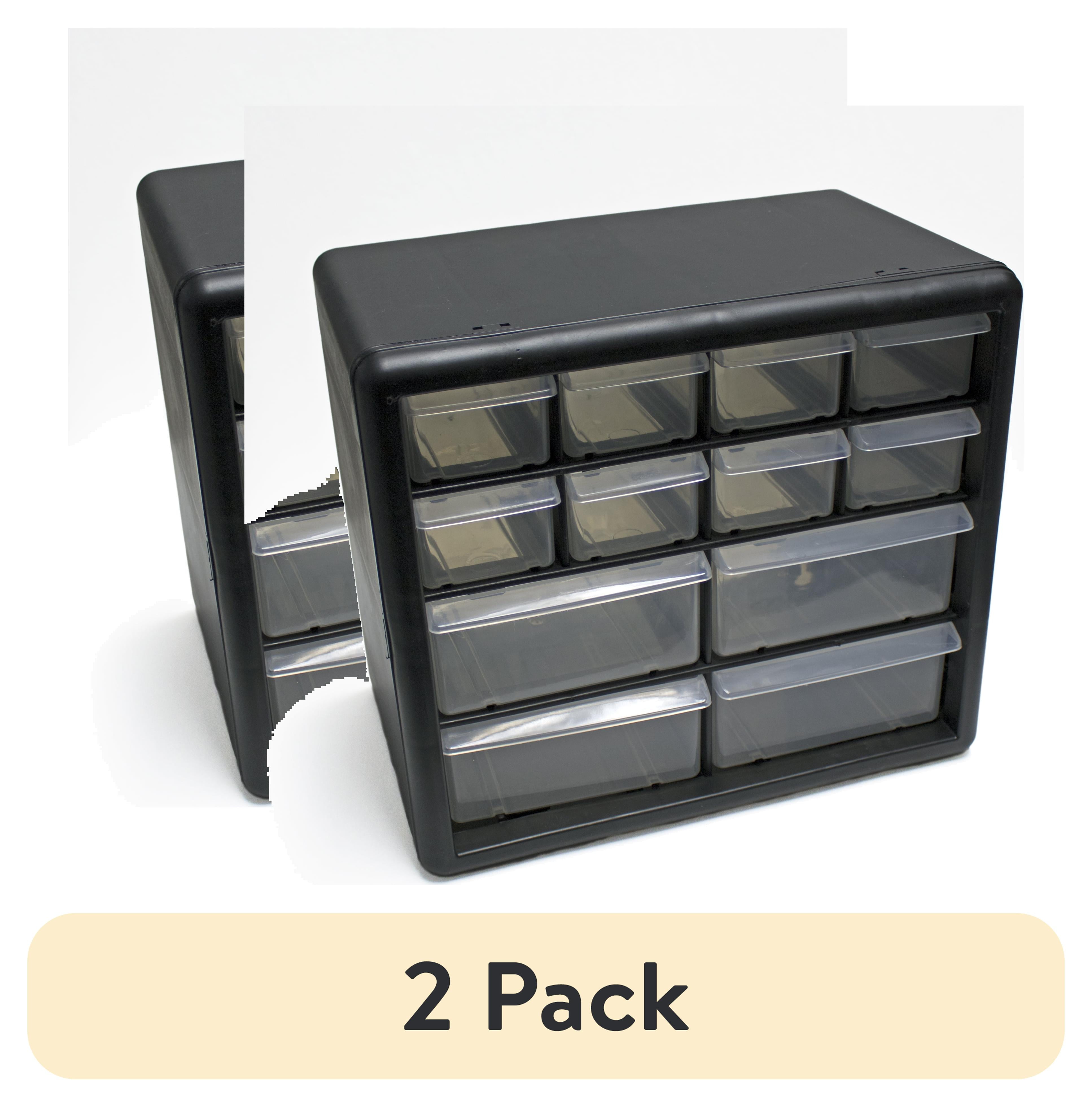 (2 pack) Everything Mary 12 Drawer Plastic Bead Storage Box, Black, (Single)