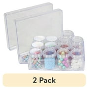 (2 pack) Everything Mary 12-Unit Plastic Beading Craft and Hobby Storage Box, Clear (Single)