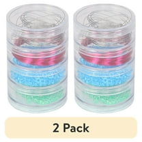 (2 pack) Everything Mary 4 Count Round Stackable Plastic Bead Containers, Clear, (Single)