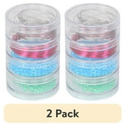 2 pack Everything Mary 4 Count Round Stackable Plastic Bead Containers, Clear, Single