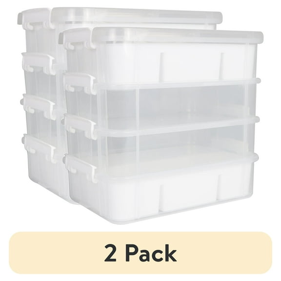 (2 pack) Everything Mary Clear 4-Tier Plastic Craft and Hobby Stackable Organizer