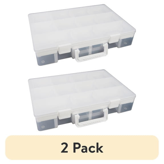 (2 pack) Everything Mary Plastic Compartmental Craft and Hobby Storage Box: Gray and Clear - Your Ultimate Craft and Hobby Storage Bag and Case