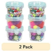 (2 pack) Everything Mary Round Stackable Crafting Containers, 3 Piece Plastic Clear Set