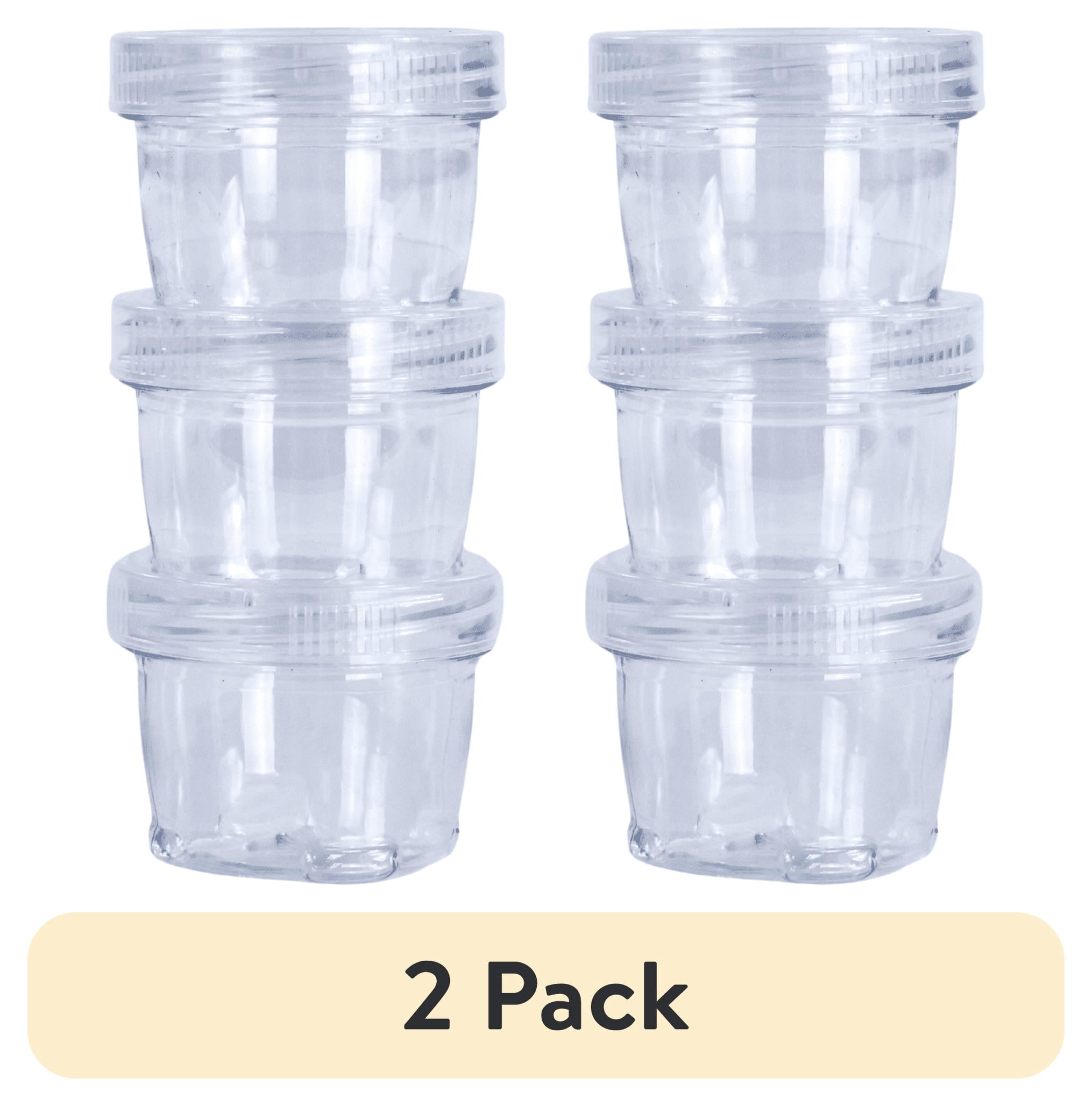 (2 pack) Everything Mary Round Stackable Crafting Containers, 3 Piece Plastic Clear Set