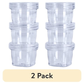 (2 pack) Everything Mary Round Stackable Crafting Containers, 3 Piece Plastic Clear Set