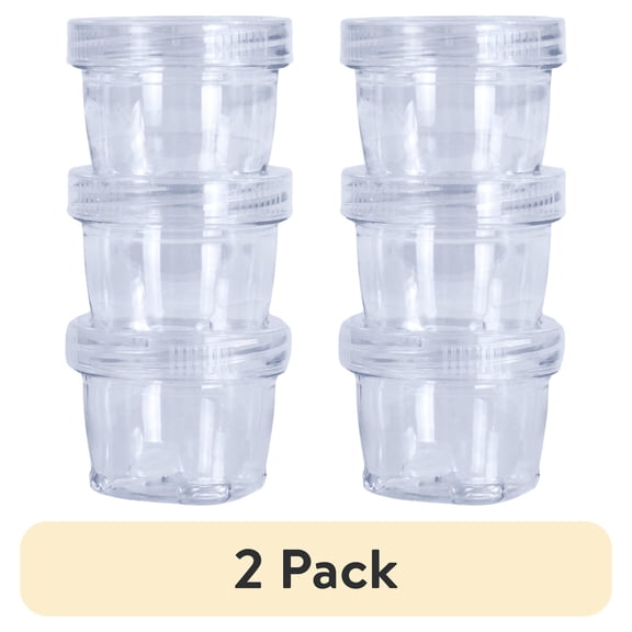 (2 pack) Everything Mary Round Stackable Crafting Containers, 3 Piece Plastic Clear Set